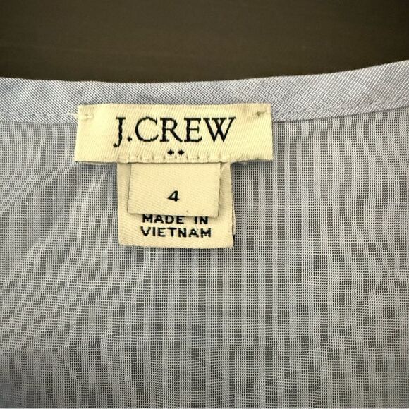 J Crew Tank Top Women Sz 4 Light Blue Ruffle Front Sleeveless Lightweight Cotton - Picture 6 of 10